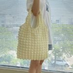 Folded Bubble Bag 2023 New Cotton Japanese Ladies Handbag Shopping Bag One Shoulder Canvas Cloud Bag - Image 6