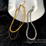 European and American style double layered personality copper material short sweater chain design sense necklace temperament snake chain necklace female T190 - Image 4