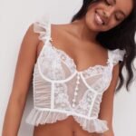 French style corset with steel ring ultra-thin big breasts show small gathered fishbone corset embroidered lace sexy bra