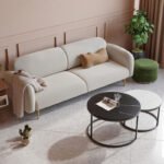 Nordic apartment sofa small apartment rental room double three-person simple homestay shop white velvet fabric sofa - Image 3