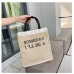 Japanese cotton and linen women's bag new simple printed handbag lunch storage bag girl work shoulder bag - Image 7