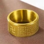 The eight guardian gods turn the titanium steel national tide ring, the male swastika amulet, the 12 zodiac natal Buddha heart sutra ring - Image 2
