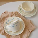 Vintage French cream coffee cup and plate - Image 2