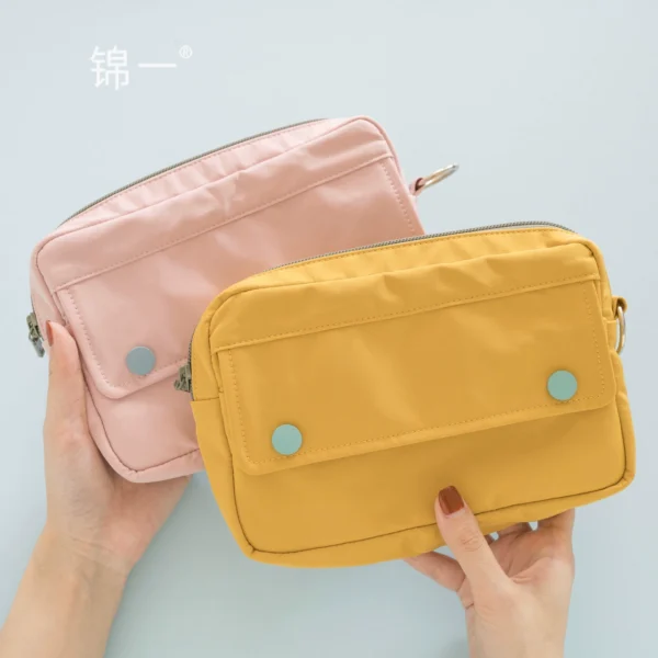 Jinyi stationery double hidden buckle large-capacity pencil bag storage bag simple multi-functional creative high school students net red cute male and female college students ins stationery bag pencil bag girl hand account bag