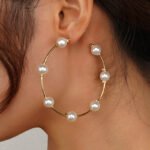 European and American cross-border new hot selling pearl earrings simple fashion large circle creative pearl earrings earrings - Image 2