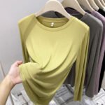 European mask T-shirt, women's soft glutinous base shirt, thin simple and versatile long-sleeved top, autumn basic T-shirt underwear - Image 2