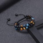 Cross-border hot sale 8mm blue tiger's eye black magnet bracelet double layer handwoven black onyx double row bracelet for men - Image 2