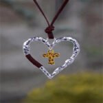 Factory direct sales cross-border new mother's day necklace fashion retro cross peach heart love necklace spot wholesale - Image 2