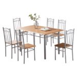 Foshan foreign trade manufacturers wholesale steel wood dining table glass dining table simple style table chairs - Image 4
