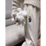 Pure cotton ~ the counter withdraws the bear bear embroidery casual sweatpants women's autumn and winter thickened beam feet look thin all-match sports pants - Image 3