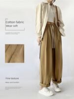 Khaki Lantern Japanese High Waist Casual Overalls - Image 4