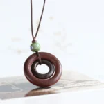 Old Dream Simple Fashion Mori Wood Circle Long Necklace for Women
