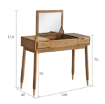 Solid wood dressing table makeup mirror stool storage cabinet integrated bedroom modern minimalist ash light luxury makeup table - Image 5