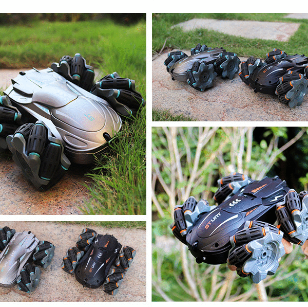 Cross-border four-wheel drive remote control stunt car lateral movement double-sided driving light rotation drift car shaking sound explosion toys wholesale