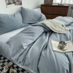 Sleeping treasure (SOMERELLE) four-piece washed cotton solid color bedding set quilt cover sheet pillowcase 1.5/1.8m bed - Image 3
