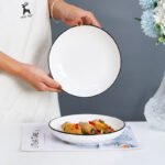 Weimingnuo Ceramic Tableware Bowl Set Tableware Household Japanese Style Black Line Simple Tableware Set 16 Head Diamond Set - Image 5