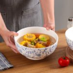 Chuanqi underglaze color Japanese ceramic large bowl 8 inches 2 soup bowls large soup basin noodle bowl rice bowl ceramic tableware hook vine flower - Image 4