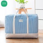 Youfen quilt storage bag clothes quilt thickened cotton linen finishing storage bag moving packing bag large 72L blue vertical - Image 7