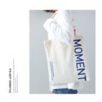 Doco Home Products Canvas Bag Female Handbag Simple Large-capacity Shoulder Bag Literary Fashion Canvas Bag Japanese Environmental Protection Shopping Storage Bag Female College Student Letter M - Image 8