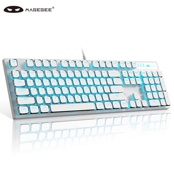 MageGee Mechanical Punk High-value Retro Keyboard Colorful Backlight Wired Keyboard Square Keycap Punk Mechanical Keyboard E-sports Game Mechanical Keyboard White Blu-ray Green Switch