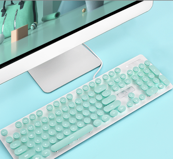 Cherry cute pink punk home office typing girl notebook external desktop computer bluetooth wireless wired keyboard mouse set girl heart retro manipulator feel net red mute