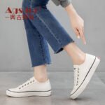 Agsdon canvas shoes women's all-match Japanese white shoes women's trendy shoes flat light casual shoes women's shoes 70388 - Image 2
