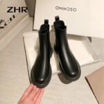 ZHR women's boots simple and versatile thick-soled heightening Chelsea boots women's fashion elastic stitching flat bottom boots women's temperament commuting slip-on boots women's comfortable skin-friendly BL87 - Image 8
