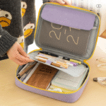 Simple large-capacity pencil case female ins Japanese stationery box multi-functional storage bag 2022 new student digital ID drawing tool hand account bag wash cosmetic bag can put ipad canvas male solid color