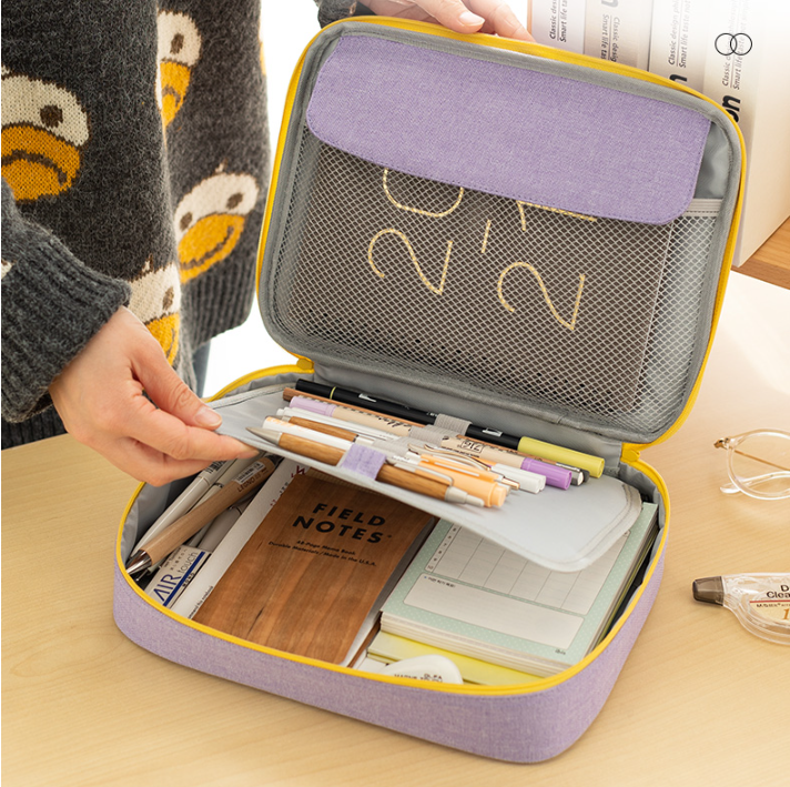 c3b3ae0f7ed727b578e36782bb99f9ad.png Simple large-capacity pencil case female ins Japanese stationery box multi-functional storage bag 2022 new student digital ID drawing tool hand account bag wash cosmetic bag can put ipad canvas male solid color - Image 1
