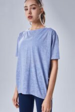 Loose Short Sleeves Burnout Tee - Image 4