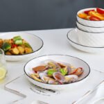 Weimingnuo Ceramic Tableware Bowl Set Tableware Household Japanese Style Black Line Simple Tableware Set 16 Head Diamond Set - Image 3