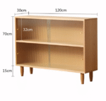 Solid wood low bookshelf Nordic minimalist walnut bookcase Japanese-style floor-to-ceiling home living room storage cabinet study display cabinet - Image 4