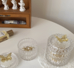 ins wind transparent glass golden butterfly jar jewelry jewelry cotton swab storage box embossed European-style storage storage