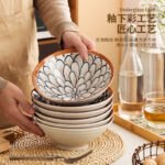 Jiwu Forest Japanese 8-inch Ramen Bowl Bamboo Hat Bowl Household Large Bowl Tableware Large Soup Bowl Instant Noodle Bowl Eating Noodles 4 Pack - Image 6