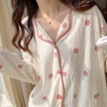 Nanjiren pajamas women's pajamas home clothes can be worn outside spring and autumn home clothes solid color imitation cotton long-sleeved pajama pants set L - Image 3