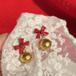 Christmas gift bell red earrings bow girl heart ins wild S925 silver earrings simple earrings - Image 4