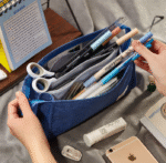 ins Japanese solid color zipper canvas dirt-resistant pencil case