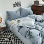 Sleeping treasure (SOMERELLE) four-piece washed cotton solid color bedding set quilt cover sheet pillowcase 1.5/1.8m bed - Image 4